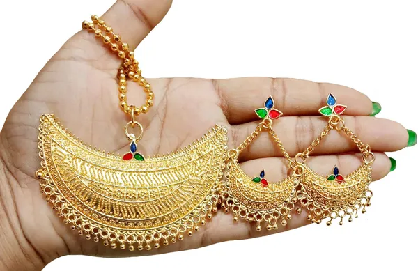 Assamese_Traditional_Gold_Plated_Multi_Colour_Joonbiri_Chain_Jewellery_Set_For_Women